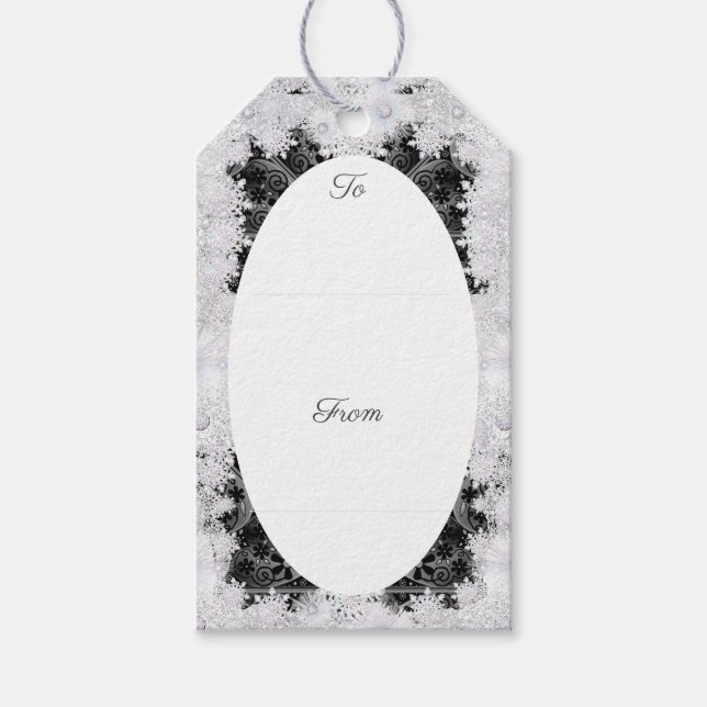 Ceramic lace black & snowflake gift tags (Front)