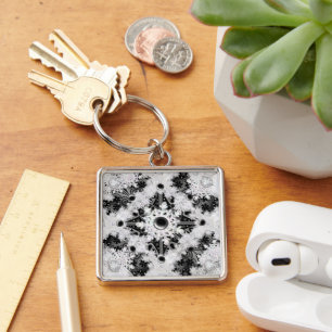 Ceramic lace black & snowflake key ring