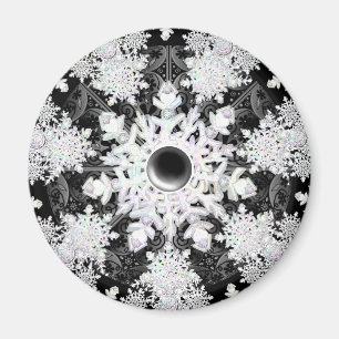 Ceramic Lace Black & snowflake Magnet
