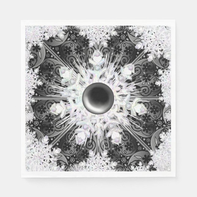 Ceramic lace black & snowflake napkin (Front)