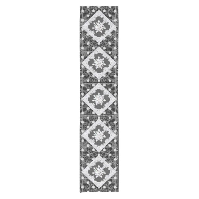Ceramic lace black & snowflake short table runner (Front)