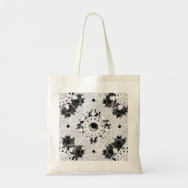 Ceramic lace black & snowflake tote bag (Front)