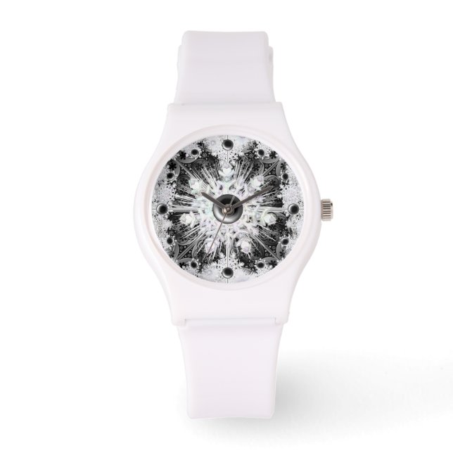 Ceramic lace black & snowflake watch (Front)