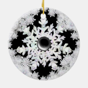Ceramic Lace black & snowflakes Tree Decoration