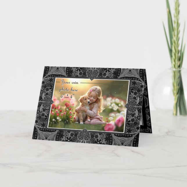 Ceramic lace Black Thank You Card (Front)