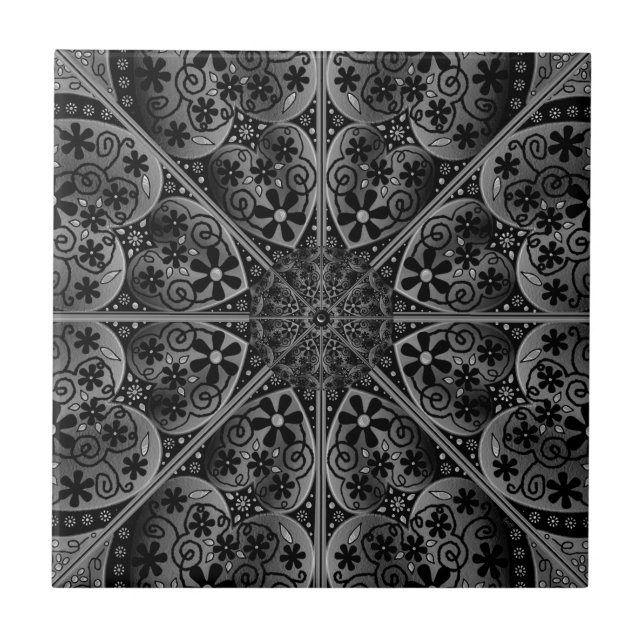 Ceramic Lace Black Tile (Front)