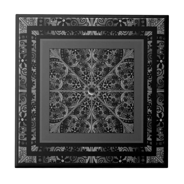 Ceramic lace Black Tile (Front)