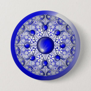 Ceramic Lace Blue of Greece 7.5 Cm Round Badge