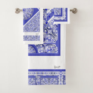 Ceramic Lace Blue of Greece Bath Towel Set