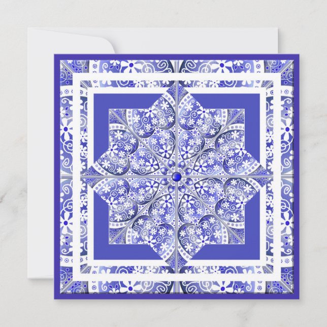 Ceramic Lace Blue of Greece blank card (Front)