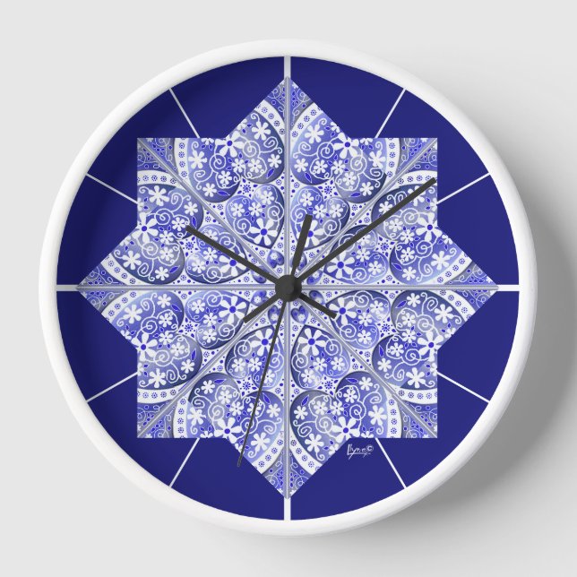 Ceramic Lace Blue of Greece Clock (Front)