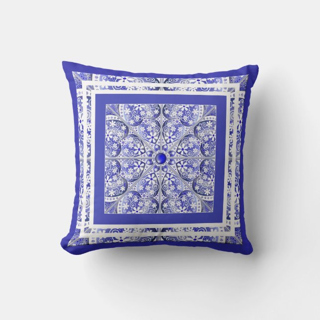 Ceramic lace Blue of Greece Cushion (Front)