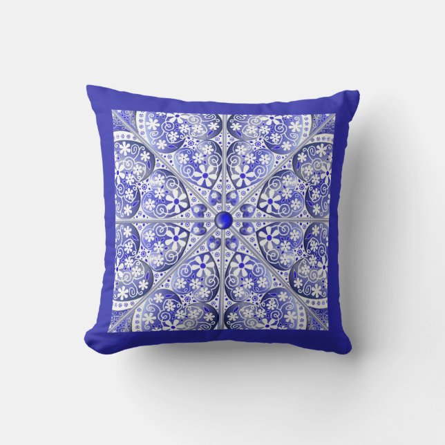 Ceramic lace Blue of Greece Cushion (Front)