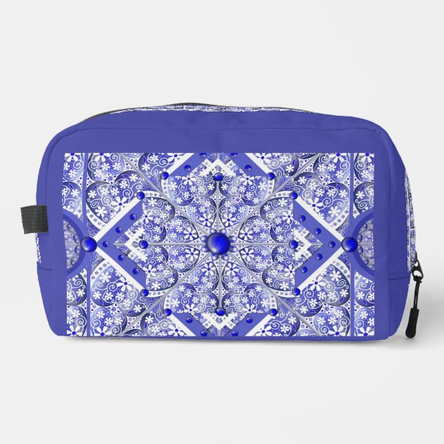 Ceramic lace Blue of Greece Dopp Kit (Front)
