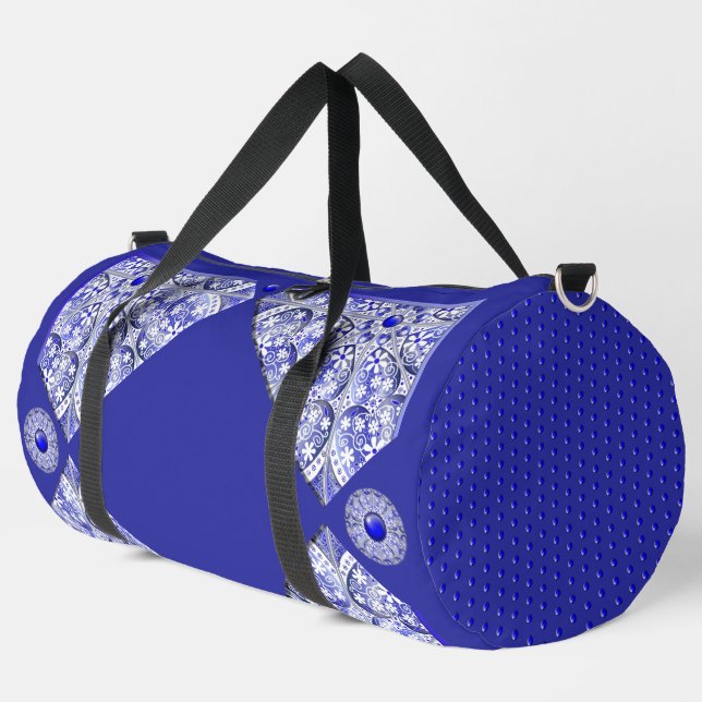 Ceramic Lace Blue of Greece Duffle Bag (Left Corner)