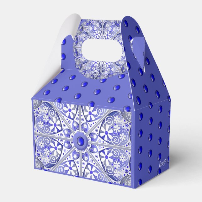 Ceramic Lace Blue of Greece Favour Box (Front Side)