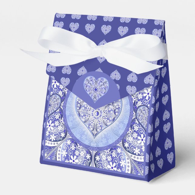 ceramic lace Blue of Greece Favour Box (Front Side)