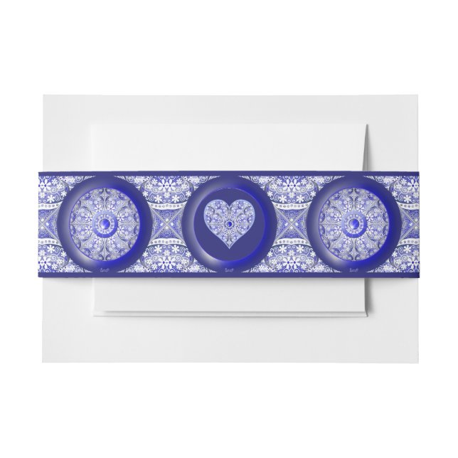 Ceramic Lace Blue of Greece Invitation Belly Band (Front Example)