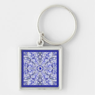 Ceramic Lace Blue of Greece Key Ring