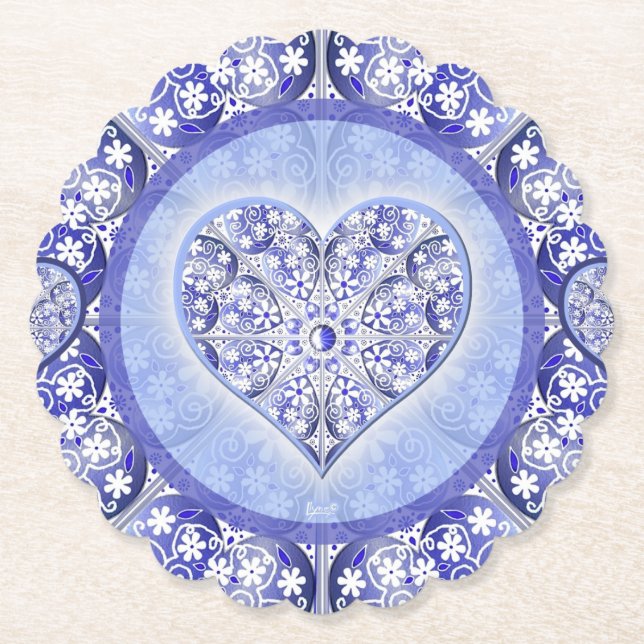 Ceramic Lace Blue of Greece Paper Coaster (Front)