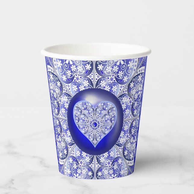 Ceramic Lace Blue of Greece Paper Cups (Front)