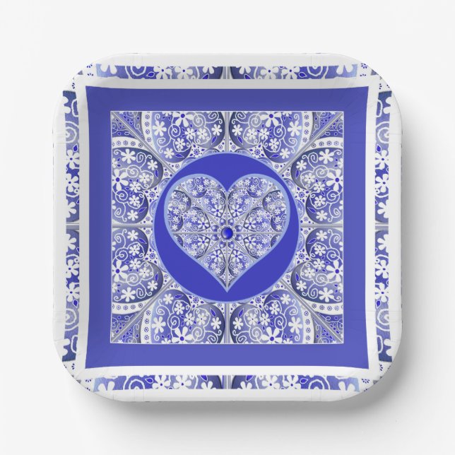 Ceramic Lace Blue of Greece Paper Plate (Front)