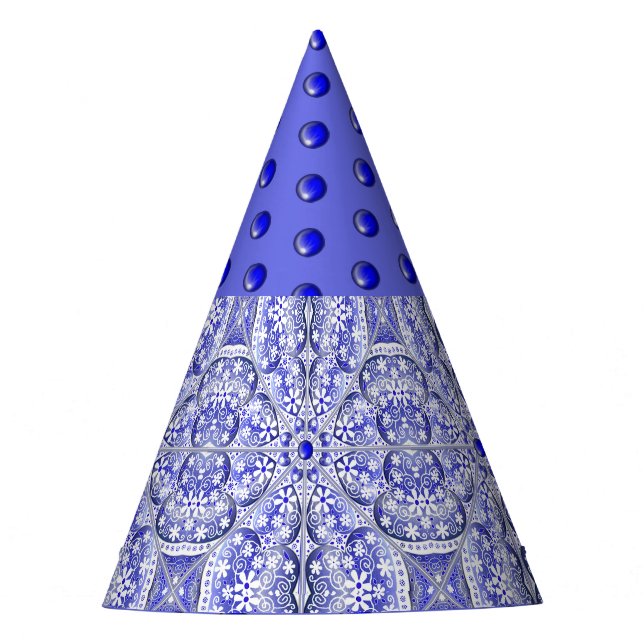 Ceramic lace Blue of Greece Party Hat (Front)