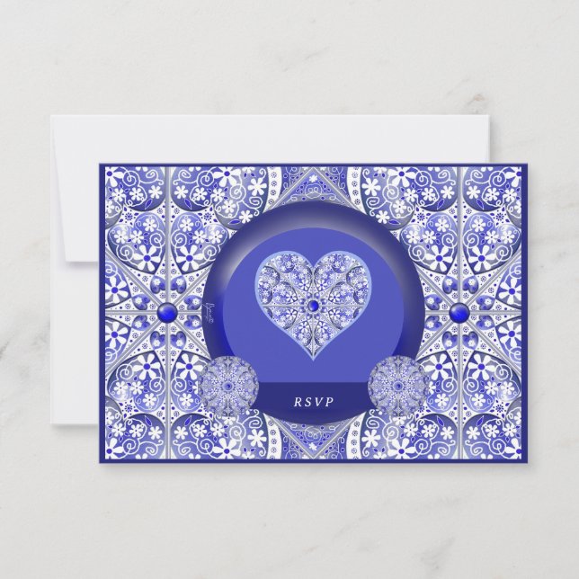 Ceramic Lace Blue of Greece RSVP Card (Front)