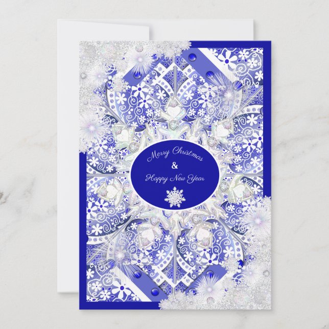 Ceramic Lace Blue of Greece & snowflake Card (Front)