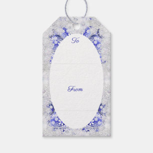 Ceramic lace blue of greece & snowflake gift tags