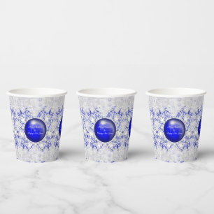 Ceramic Lace Blue of Greece & snowflake Paper Cups