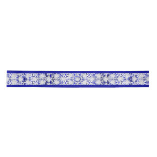 Ceramic lace blue of greece & snowflake satin ribbon