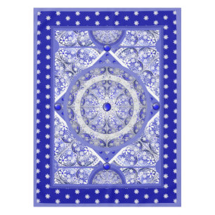 Ceramic lace blue of greece & snowflake tablecloth
