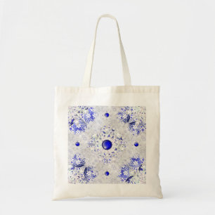 Ceramic lace blue of Greece & snowflake Tote Bag
