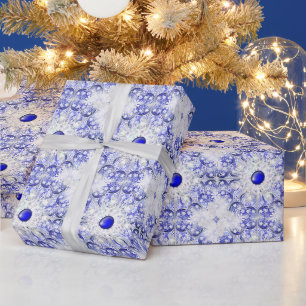 Ceramic Lace Blue of Greece & snowflakes Wrapping Paper