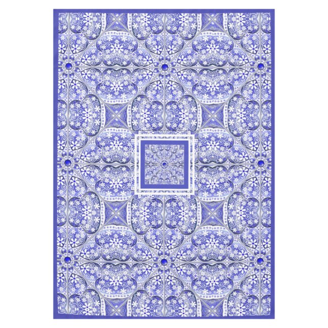 Ceramic Lace Blue of Greece Tablecloth (Front)