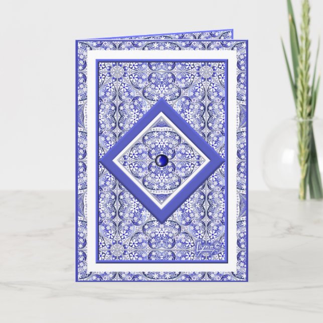 Ceramic Lace Blue of Greece Thank You Card (Front)