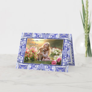 Ceramic lace Blue of Greece Thank You Card