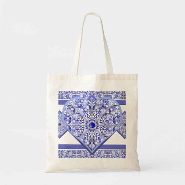 Ceramic Lace Blue of Greece Tote Bag (Front)