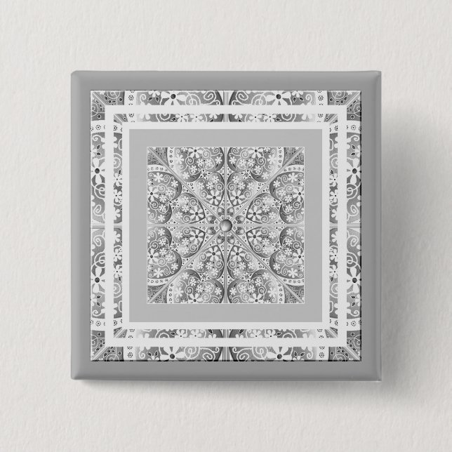 Ceramic lace Grey 15 Cm Square Badge (Front)