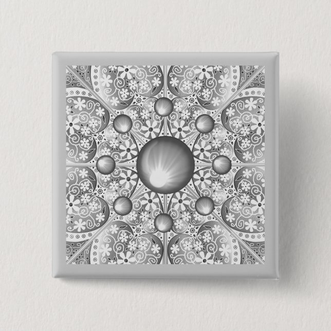 Ceramic Lace Grey 15 Cm Square Badge (Front)