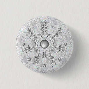 Ceramic Lace Grey 3 Cm Round Badge