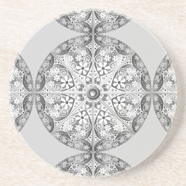 Ceramic Lace Grey Coaster (Front)