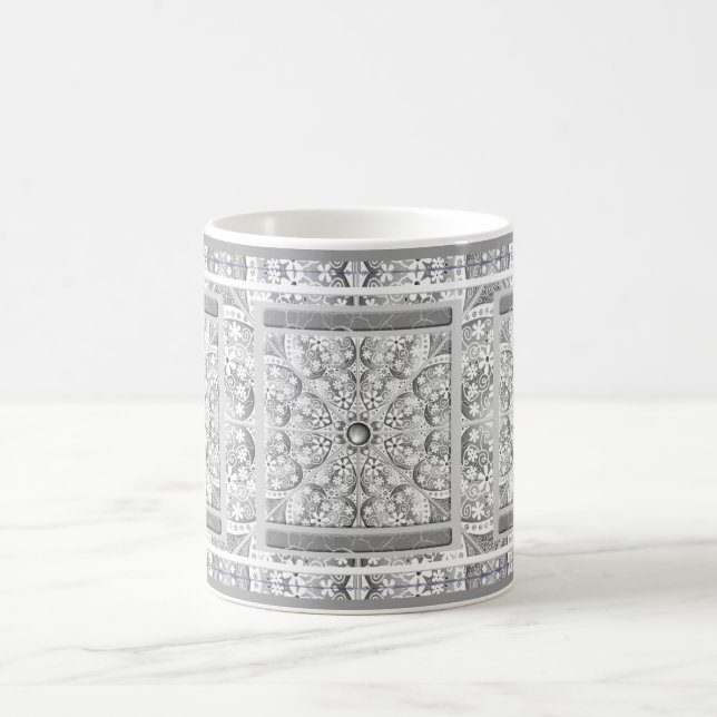 Ceramic lace Grey Coffee Mug (Center)