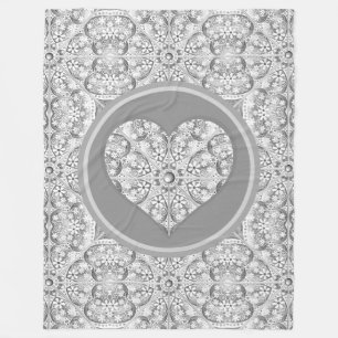 Ceramic lace Grey Fleece Blanket