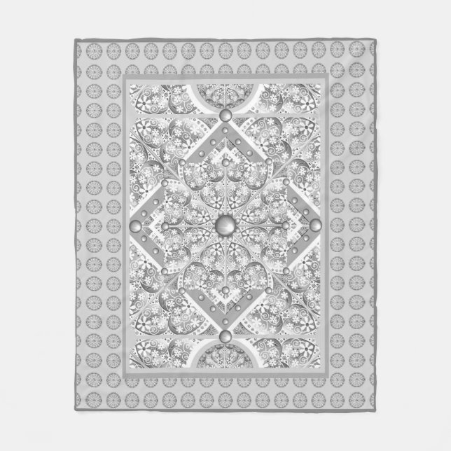 Ceramic Lace Grey Fleece Blanket (Front)