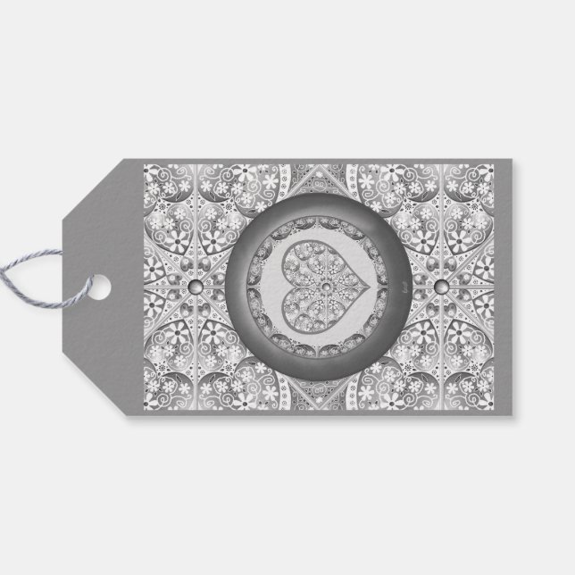 Ceramic Lace grey Gift Tags (Back Horizontal)