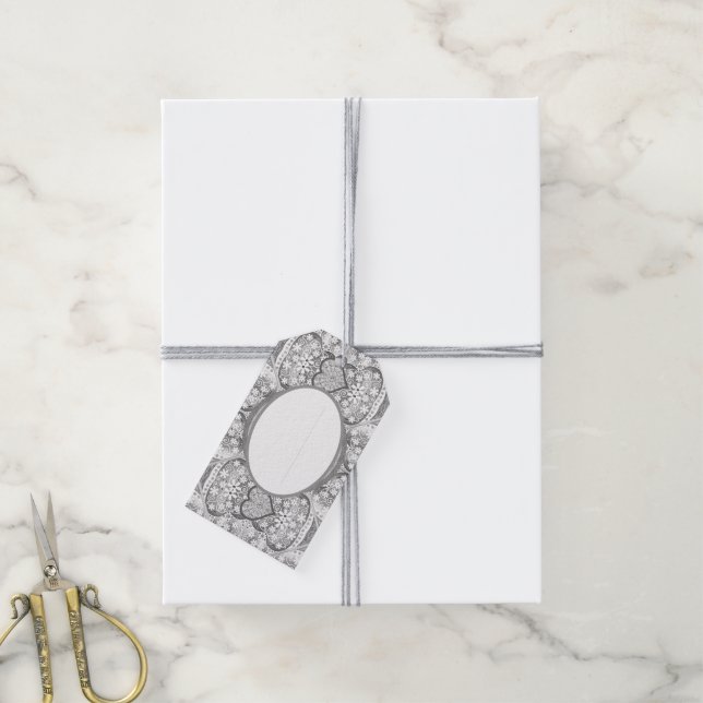 Ceramic lace Grey Gift Tags (With Twine)