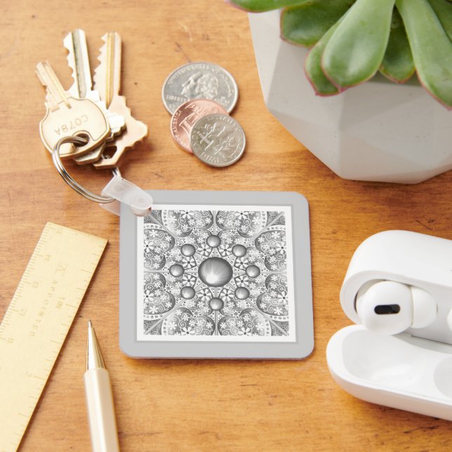 Ceramic lace Grey Key Ring (Desk)