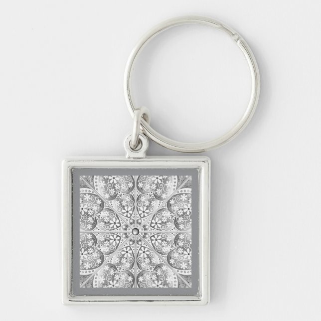 Ceramic lace Grey Key Ring (Front)